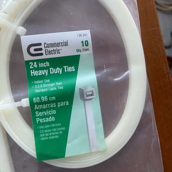 Commercial Electric 24 inch 175 lb. Heavy Duty Cable Ties, Natural, 10-Pack - Picture 2 of 3